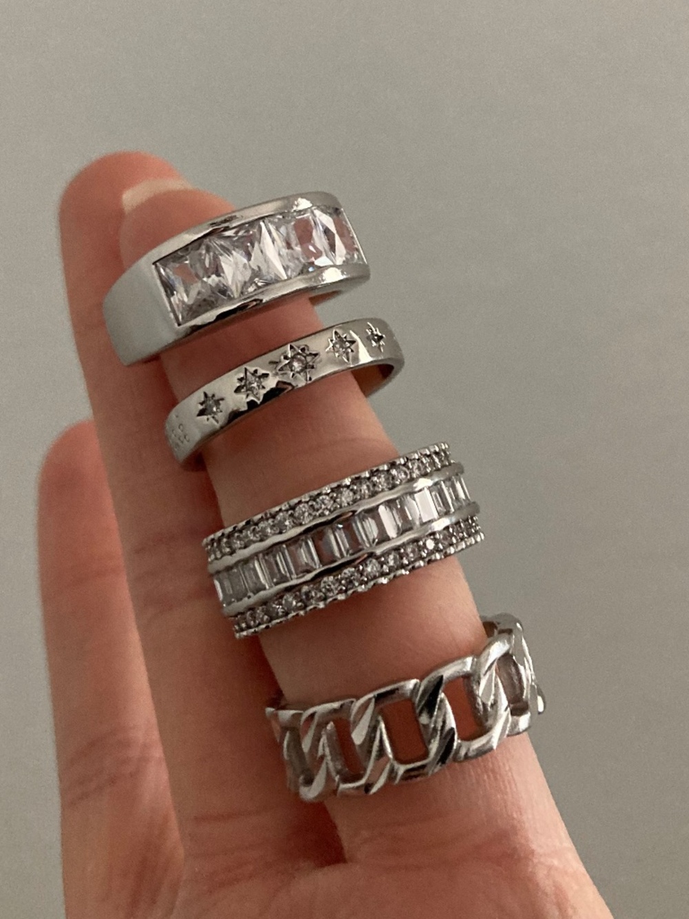 CHILD OF WILD SZ8 Ring SET Silver Stackable layering cocktail Rings Silver Set
